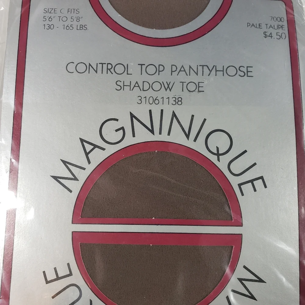 LOT OF 3 Vtg NEW Magninique Pale Taupe Pantyhose Sz C Control Top Shadow Toe NOS
